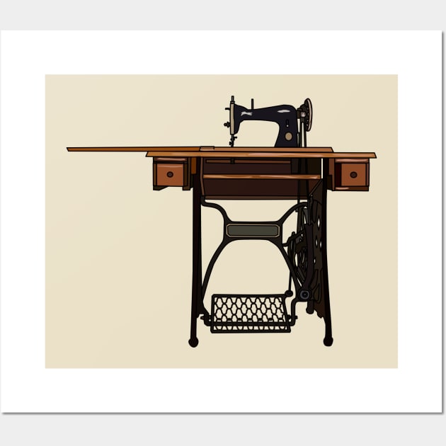 Sewing machine cartoon illustration Wall Art by Miss Cartoon